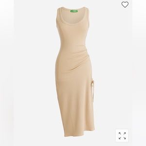 NWT J. Crew Midi Ruched Dress in Light Khaki